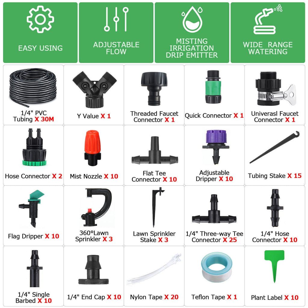 Self-Watering Drip Irrigation Kit – 30m Garden System