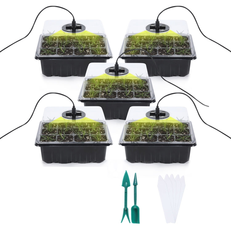 Seed Starter Tray Kit with Grow Light – Set of 5
