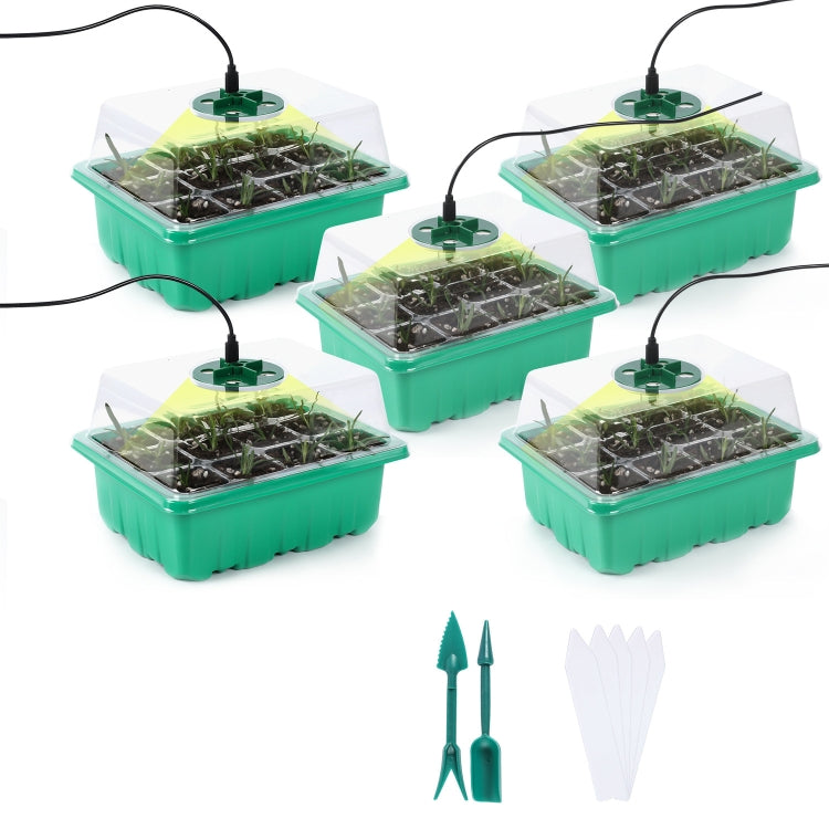 Seed Starter Tray Kit with Grow Light – Set of 5